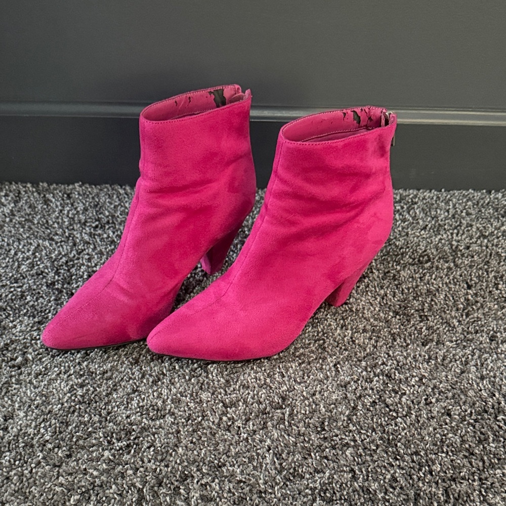 Pink Suede Ankle Boots